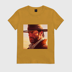 Футболка хлопковая женская Red Dead Redemption in Alex Ross Style, цвет: горчичный