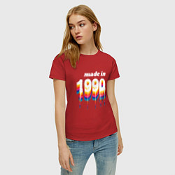 Футболка хлопковая женская Made in 1990 liquid art, цвет: красный — фото 2