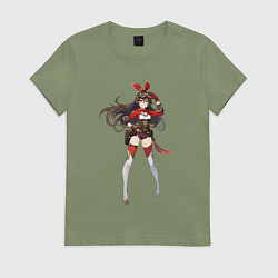 Футболка хлопковая женская Эмбер из Genshin Impact, цвет: авокадо