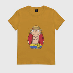 Футболка хлопковая женская Totoro Luffy, цвет: горчичный