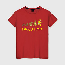 Футболка хлопковая женская Эволюция Гомера, цвет: красный