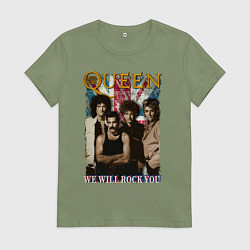 Футболка хлопковая женская Queen винтаж, цвет: авокадо