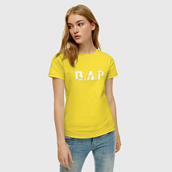 Футболка хлопковая женская B A P big glitch logo, цвет: желтый — фото 2