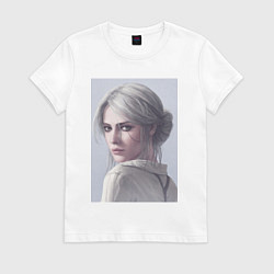 Футболка хлопковая женская The Witcher Цири ласточка, цвет: белый