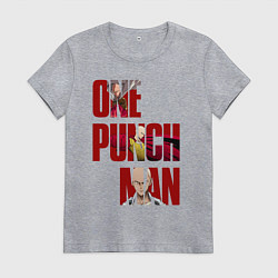 Футболка хлопковая женская Ванпанчмен Сайтама, цвет: меланж