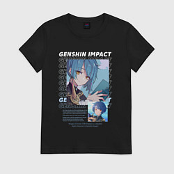 Футболка хлопковая женская Genshin Impact Xingqiu, цвет: черный