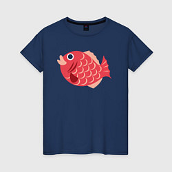Футболка хлопковая женская Красная рыбка, цвет: тёмно-синий