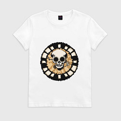 Футболка хлопковая женская Стимпанк скелетор, цвет: белый