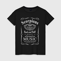 Футболка хлопковая женская Scorpions в стиле Jack Daniels, цвет: черный