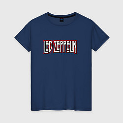 Футболка хлопковая женская Led Zeppelin логотип, цвет: тёмно-синий