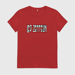 Футболка хлопковая женская Led Zeppelin логотип, цвет: красный