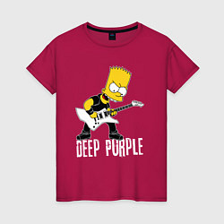 Футболка хлопковая женская Deep Purple Барт Симпсон рокер, цвет: маджента