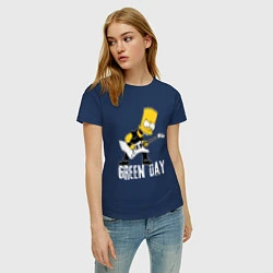 Футболка хлопковая женская Green Day Барт Симпсон рокер, цвет: тёмно-синий — фото 2