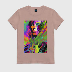 Футболка хлопковая женская Энди Уорхол - автопортрет - поп-арт, цвет: пыльно-розовый