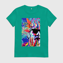 Футболка хлопковая женская Andy Warhol - celebrity - pop art, цвет: зеленый