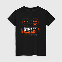 Футболка хлопковая женская Street wear, цвет: черный