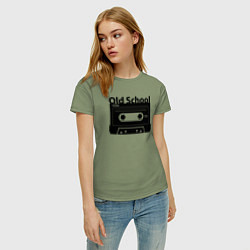 Футболка хлопковая женская Old school music, цвет: авокадо — фото 2