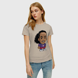 Футболка хлопковая женская Ronaldinho Barcelona, цвет: миндальный — фото 2