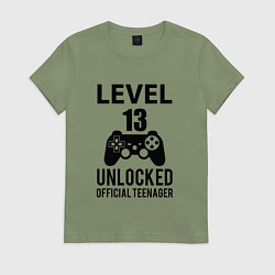 Футболка хлопковая женская Level 13 unlocked, цвет: авокадо