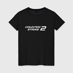 Футболка хлопковая женская Counter strike 2 лого белый, цвет: черный