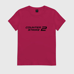Футболка хлопковая женская Counter strike 2 лого черный, цвет: маджента