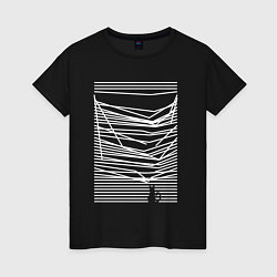 Футболка хлопковая женская Joy Division кот, цвет: черный