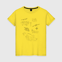Футболка хлопковая женская Математик, цвет: желтый