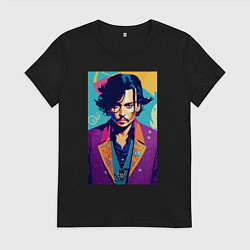 Футболка хлопковая женская Johnny Depp - celebrity, цвет: черный