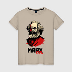 Футболка хлопковая женская Karl Marx - 3 цвета, цвет: миндальный