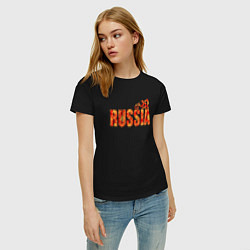 Футболка хлопковая женская Russia: в стиле хохлома, цвет: черный — фото 2