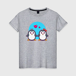 Футболка хлопковая женская Penguins love, цвет: меланж