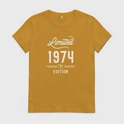 Футболка хлопковая женская 1974 ограниченный выпуск, цвет: горчичный