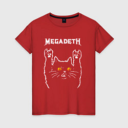 Футболка хлопковая женская Megadeth rock cat, цвет: красный