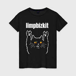 Футболка хлопковая женская Limp Bizkit rock cat, цвет: черный