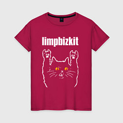 Футболка хлопковая женская Limp Bizkit rock cat, цвет: маджента