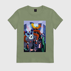 Футболка хлопковая женская Subnautica морские чудовища, цвет: авокадо