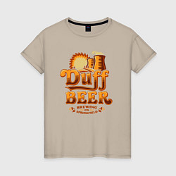 Футболка хлопковая женская Duff beer brewing, цвет: миндальный