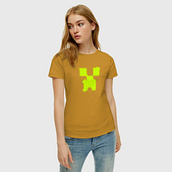 Футболка хлопковая женская Lime Creeper eyes, цвет: горчичный — фото 2