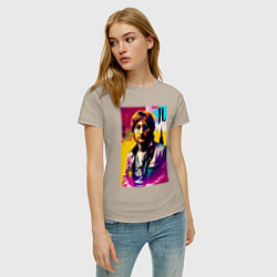 Футболка хлопковая женская John Lennon - world legend, цвет: миндальный — фото 2