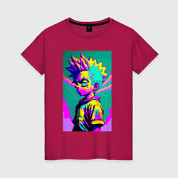 Футболка хлопковая женская Bart Simpson - pop art, цвет: маджента