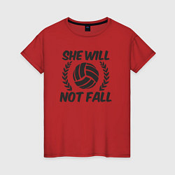 Футболка хлопковая женская She will not fall, цвет: красный