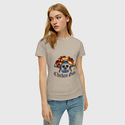 Футболка хлопковая женская Chicken gun game, цвет: миндальный — фото 2
