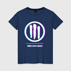 Футболка хлопковая женская Three Days Grace glitch rock, цвет: тёмно-синий