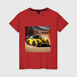 Футболка хлопковая женская Porsche 911, цвет: красный