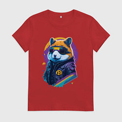 Футболка хлопковая женская Крипто хомяк, цвет: красный
