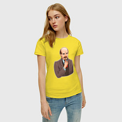 Футболка хлопковая женская Ленин - тихо, цвет: желтый — фото 2