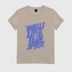 Футболка хлопковая женская Nirvana - Smells Like Teen Spirit, цвет: миндальный