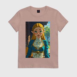 Футболка хлопковая женская The legend of Zelda - ahegao art, цвет: пыльно-розовый