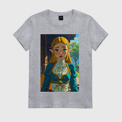 Футболка хлопковая женская The legend of Zelda - ahegao art, цвет: меланж
