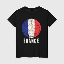 Футболка хлопковая женская Футбол Франции, цвет: черный